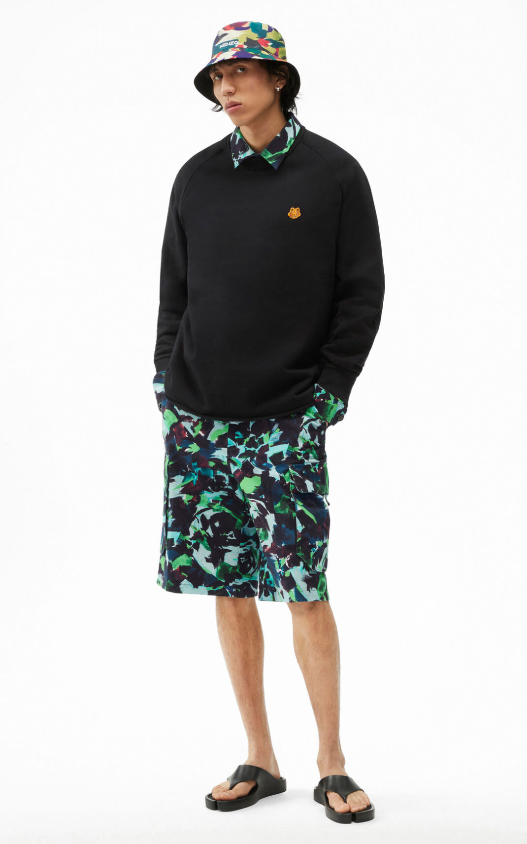 Sweat Kenzo Tiger Crest oversized Homme Noir | TUED-97340